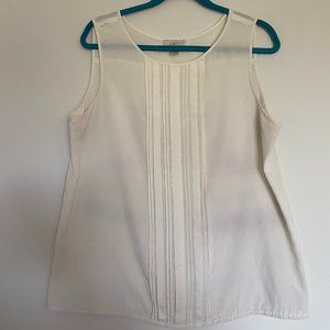 Loft Off-White Pleated Blouse
